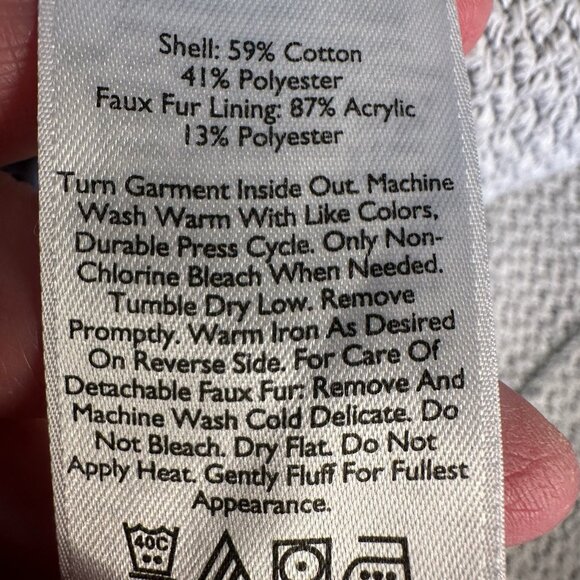 Eddie Bauer Outdoor Hoodie Size Med Grey Removable Faux Fur Hood Jacket Y2K Ski - Picture 5 of 12